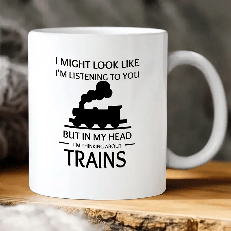 Railspirit Ceramic Coffee Mug with Unique Double-Sided Train Design Perfect Gift for Men & Women