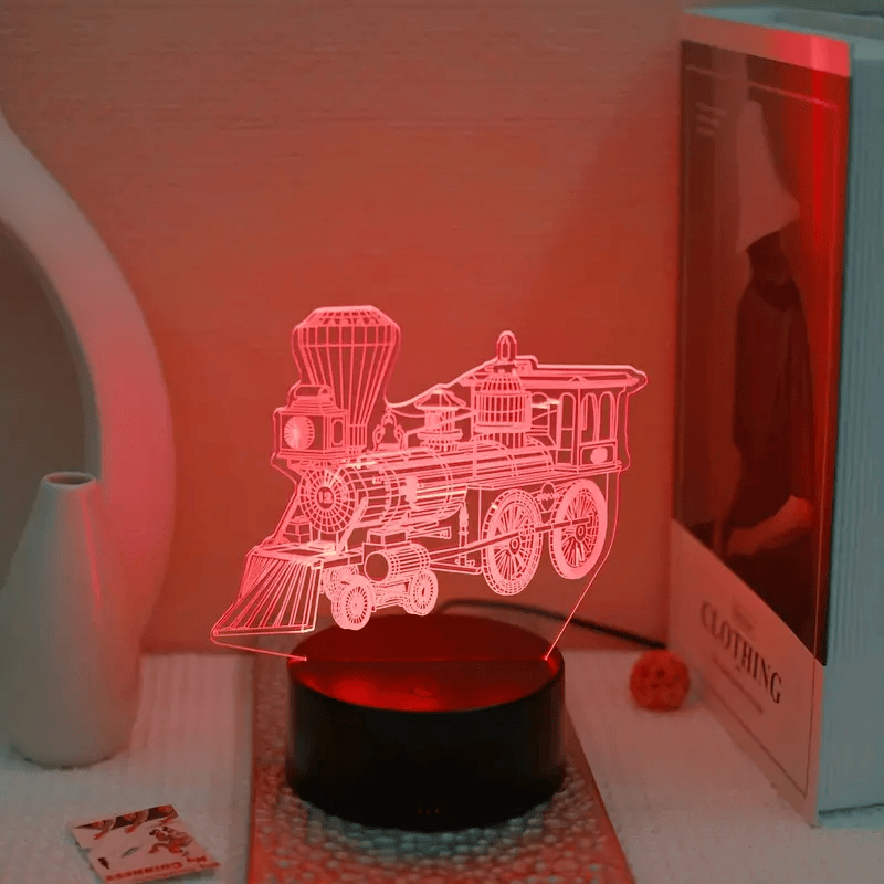 Railspirit 3D Train Night Light with 7-Color Touch Control - Soft Glow LED Desk light source for Bedroom & Home Decor
