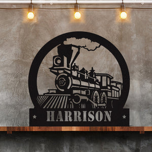 Railspirit Train Silhouette Metal Standing Sign Home Decor Gift Idea For Train Fan