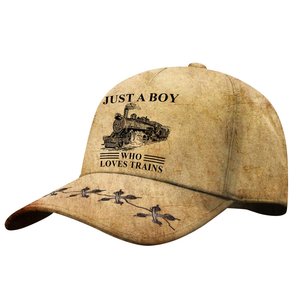 Personalized Vintage Train Room Steam Locomotive Printed Classic Cap