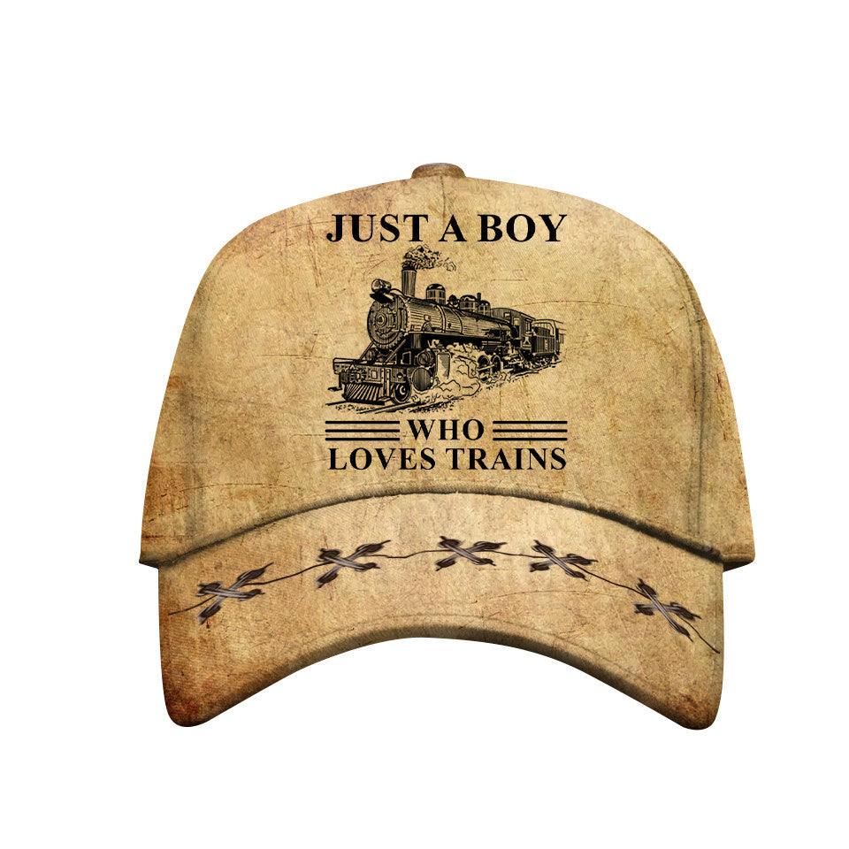 Personalized Vintage Train Room Steam Locomotive Printed Classic Cap
