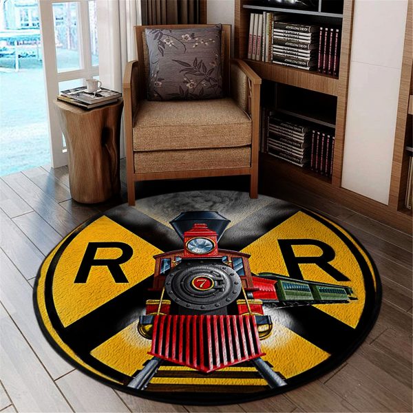 Railspirit Vintage 440 Railroad Crossing Round Mat Home Decor Wall Art