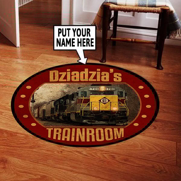 Railspirit Personalized Erie Lackawanna Railroad Round Mat Round Floor Mat Room Rugs Carpet Outdoor Rug Washable Rugs