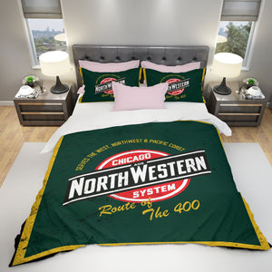 Railspirit Chicago North Western Railroad Curve Style Printed Bedding Set
