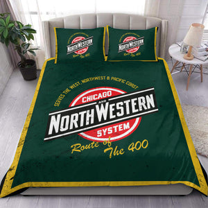 Railspirit Chicago North Western Railroad Curve Style Printed Bedding Set