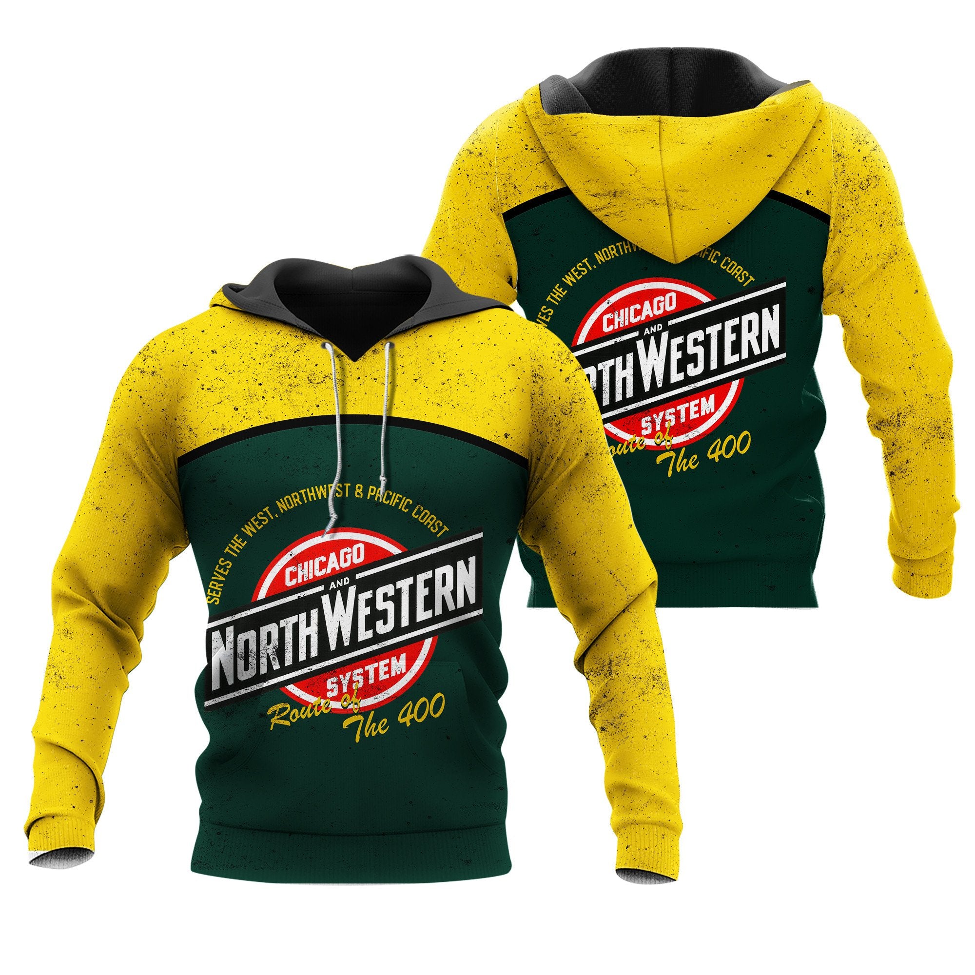 Railspirit Chicago North Western Railroad Curve Style Printed Hoodie