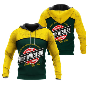Railspirit Chicago North Western Railroad Curve Style Printed Hoodie