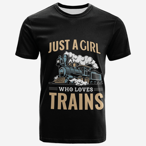 Railspirit Just A Girl Who Loves Train Printed T Shirt Train Gift Idea