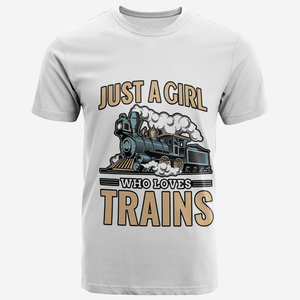 Railspirit Just A Girl Who Loves Train Printed T Shirt Train Gift Idea