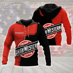 Railspirit Personalized Vintage Chicago North Western Red Hoodie All Over Print
