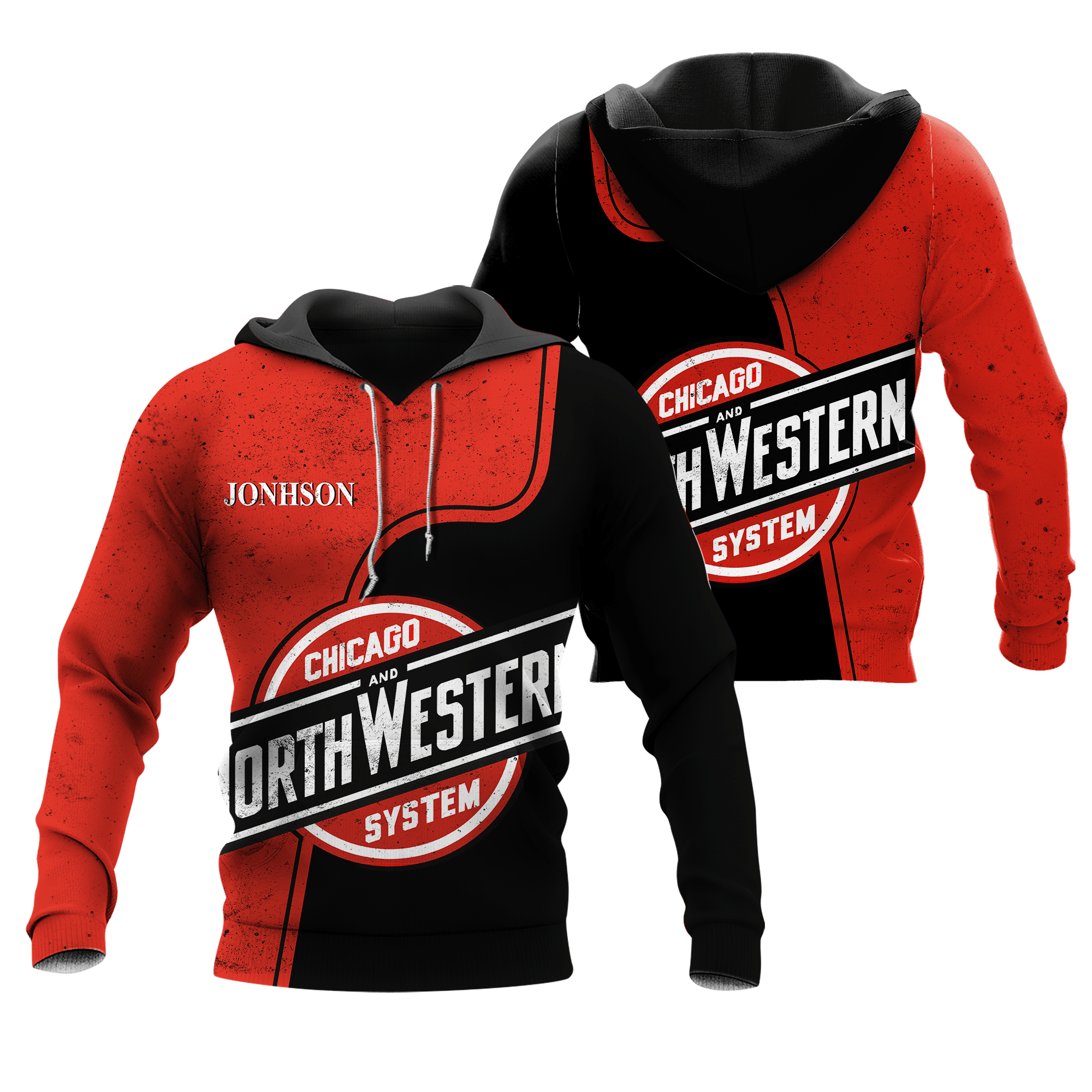 Railspirit Personalized Vintage Chicago North Western Red Hoodie All Over Print