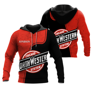 Railspirit Personalized Vintage Chicago North Western Red Hoodie All Over Print