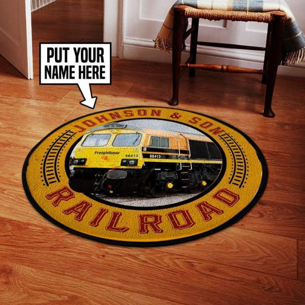 Railspirit Personalized Freightliner Railway Uk Living Room Round Mat Circle Rug