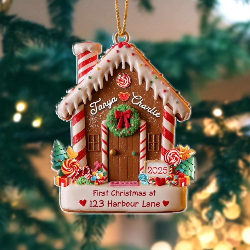 First Christmas In Our New Home Ornament, New Home Gingerbread Acrylic Ornament, New House Christmas Ornament 2025, Housewarming Bauble Gift