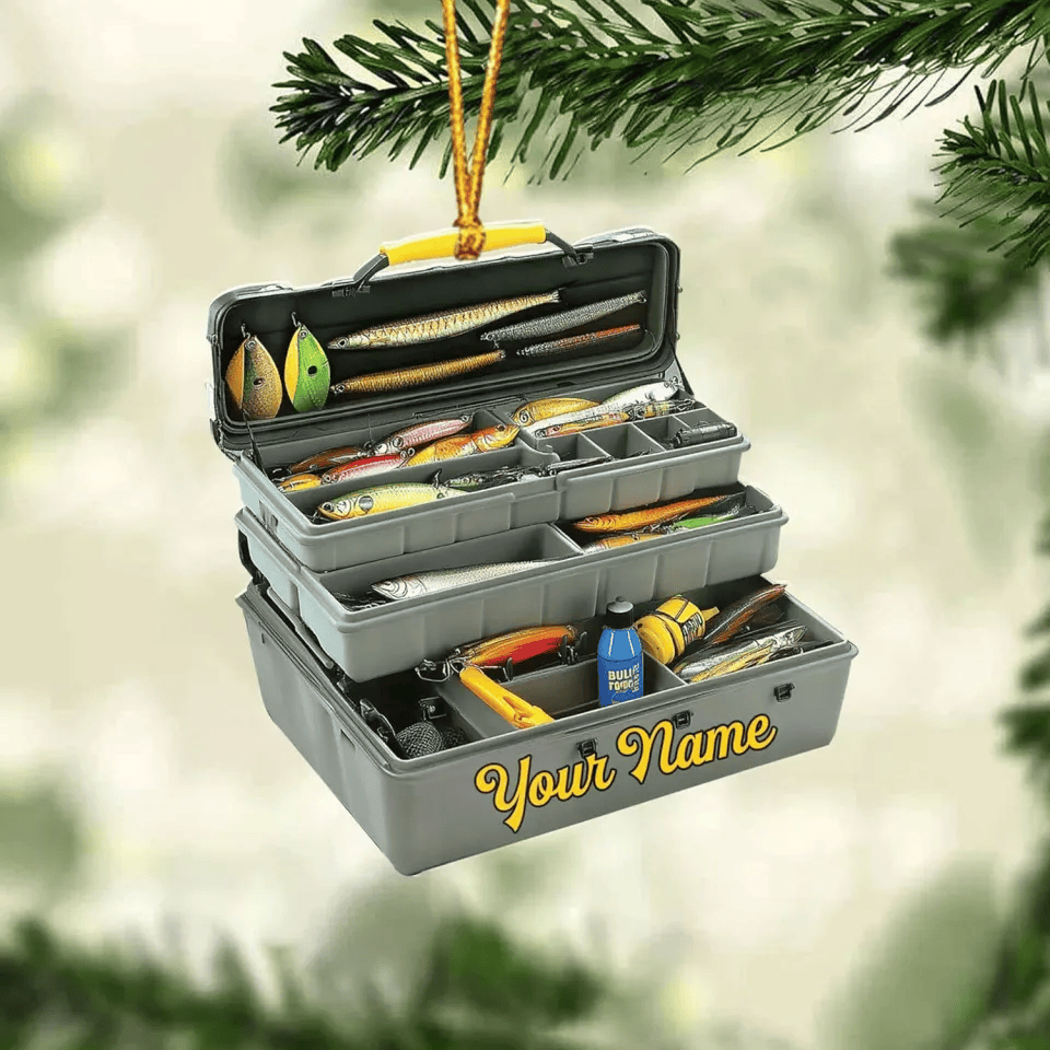 Custom Fishing Tackle Box Ornaments 2025 Fishing Ornaments For Christmas Tree, Christmas For Friends And Family