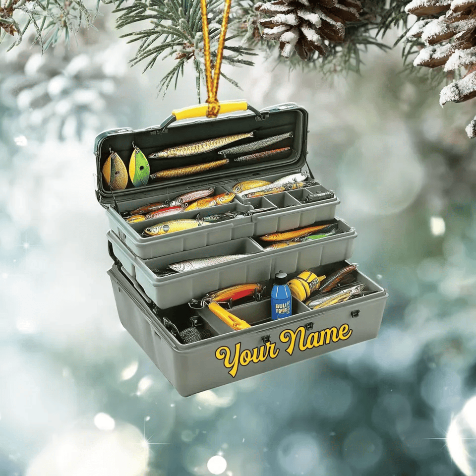 Custom Fishing Tackle Box Ornaments 2025 Fishing Ornaments For Christmas Tree, Christmas For Friends And Family