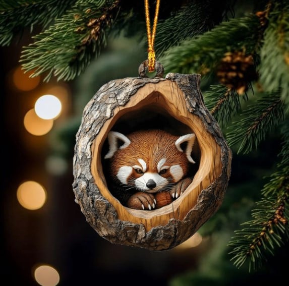 Red Panda Ornament, 2D Flat Ornament, Christmas Tree Decoration, Holiday Ornament Gift For Red Panda Fans And Animal Lovers