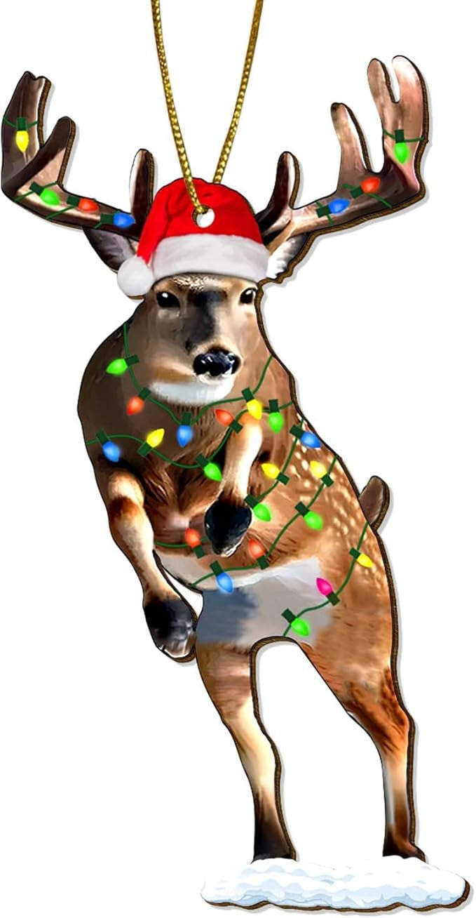 Printed Flat Christmas Tree Ornaments - Deer Hunting Keepsake Wooden Ornament For Tree Decorations - Hunting Lovers