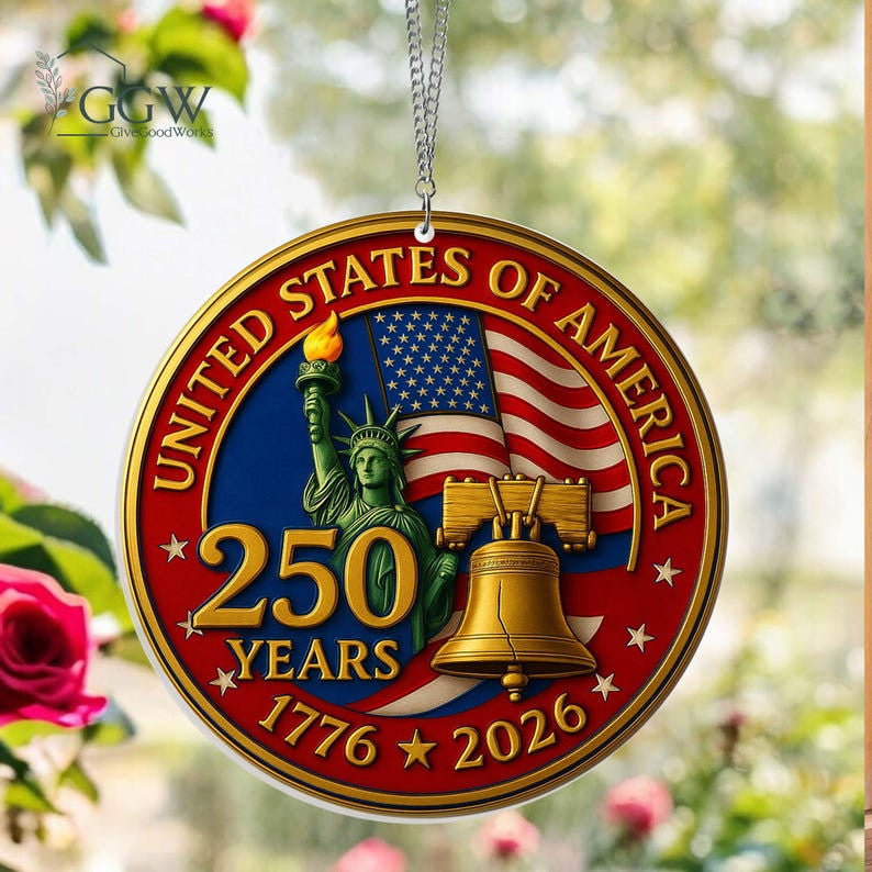 Usa 250Th Anniversary Ornament 1776-2026, Patriotic Liberty Bell Decoration, American Independence Day Gift, Bicentennial Keepsake
