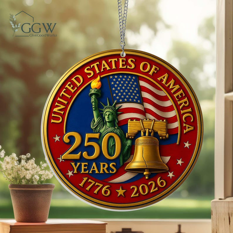 Usa 250Th Anniversary Ornament 1776-2026, Patriotic Liberty Bell Decoration, American Independence Day Gift, Bicentennial Keepsake