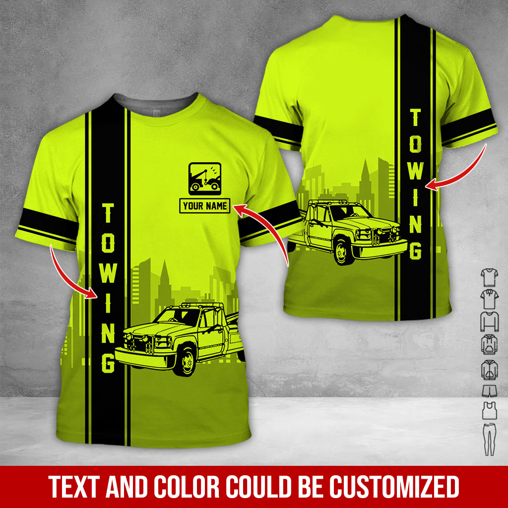 Custom Name Love Tow Truck Printed Clothes, Personalized Tow Driver Gear