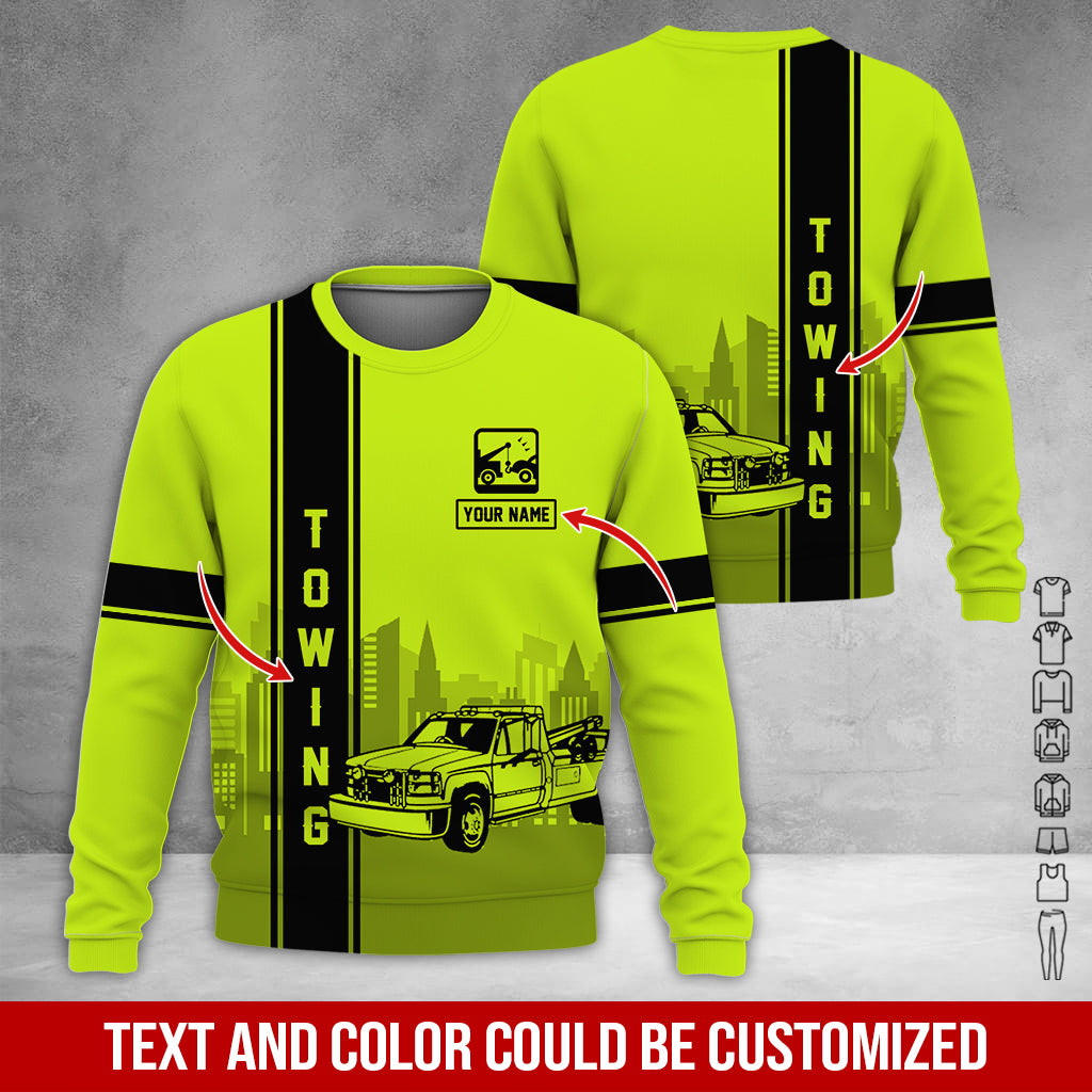Custom Name Love Tow Truck Printed Clothes, Personalized Tow Driver Gear