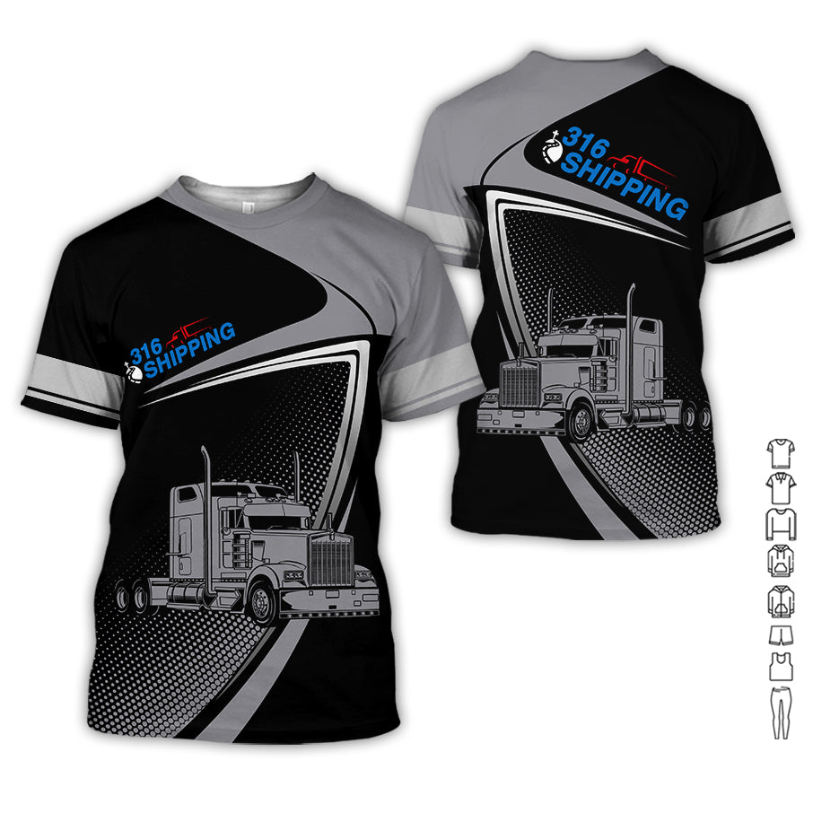 Customized Name Car Hauler Truck Printed Clothes, Personalized Driver Gear