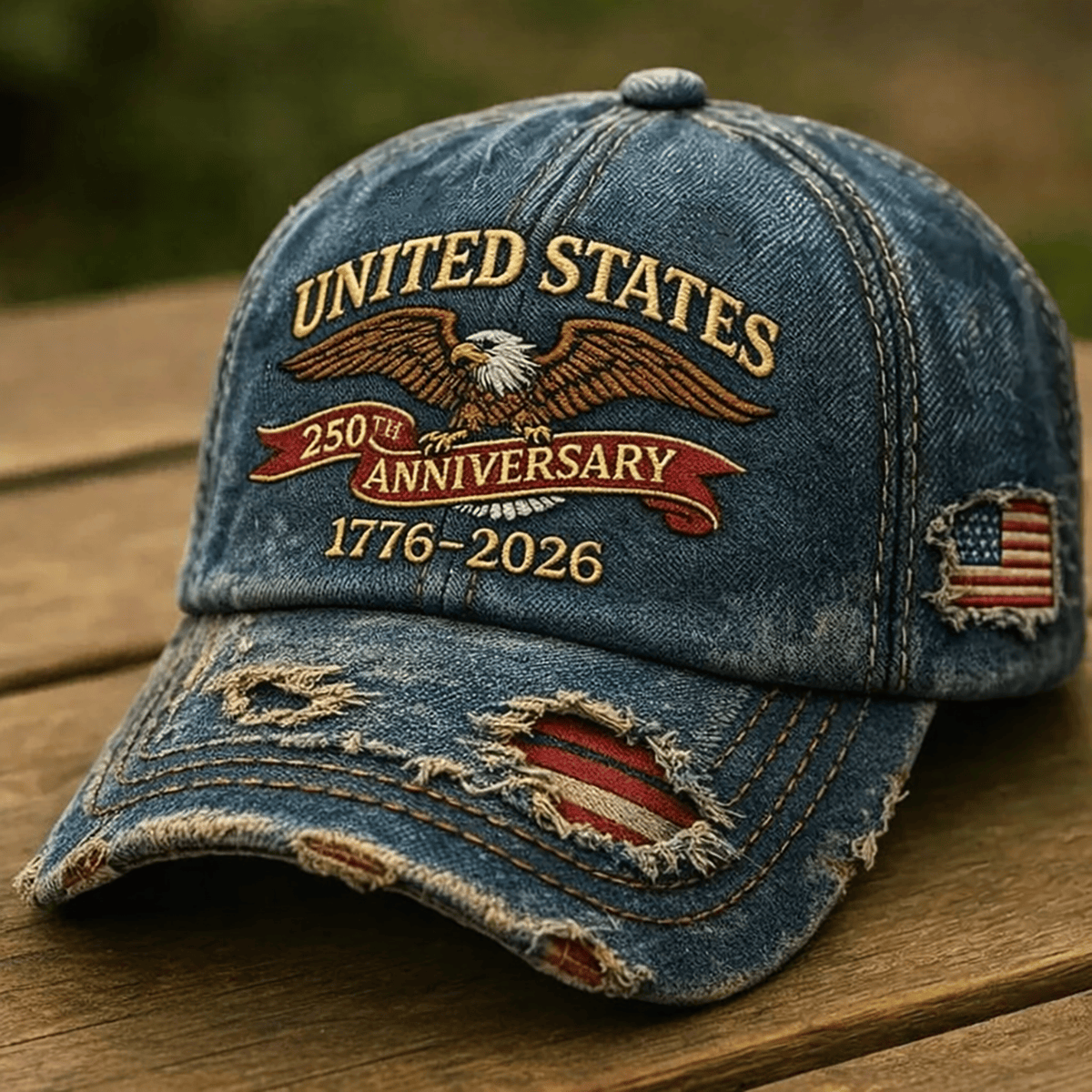United States 250th Anniversary 1776-2026 Printed Hat, Distressed Effect Vintage USA Cap, Patriotic Eagle 4th Of July Gift, Hat For Men Women