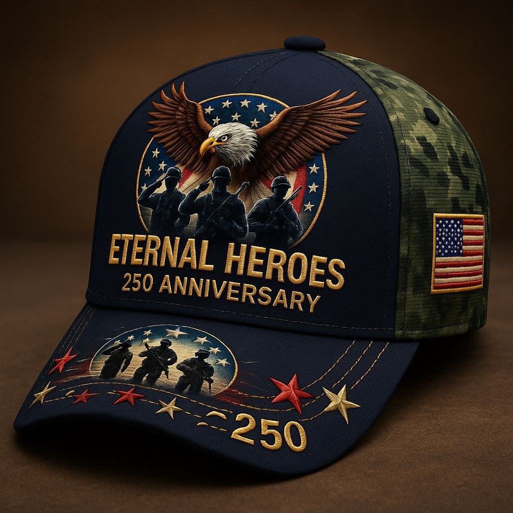 Eternal Heroes 250th Anniversary Hat, Patriotic Eagle Veteran Cap, USA Military Tribute Gift