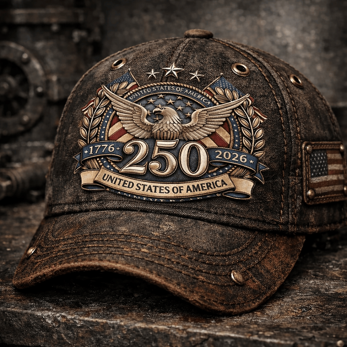 USA 250th Anniversary 1776–2026 Printed Trucker Hat, United States of America Eagle Patriotic Cap, 4th of July Gift For Men
