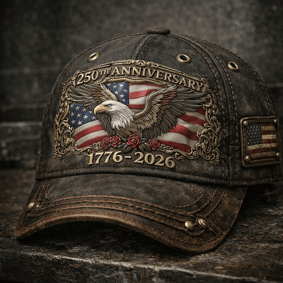 USA 250th Anniversary 1776–2026 Printed Hat, Patriotic Eagle American Flag Cap, Independence Day 4th of July Gift