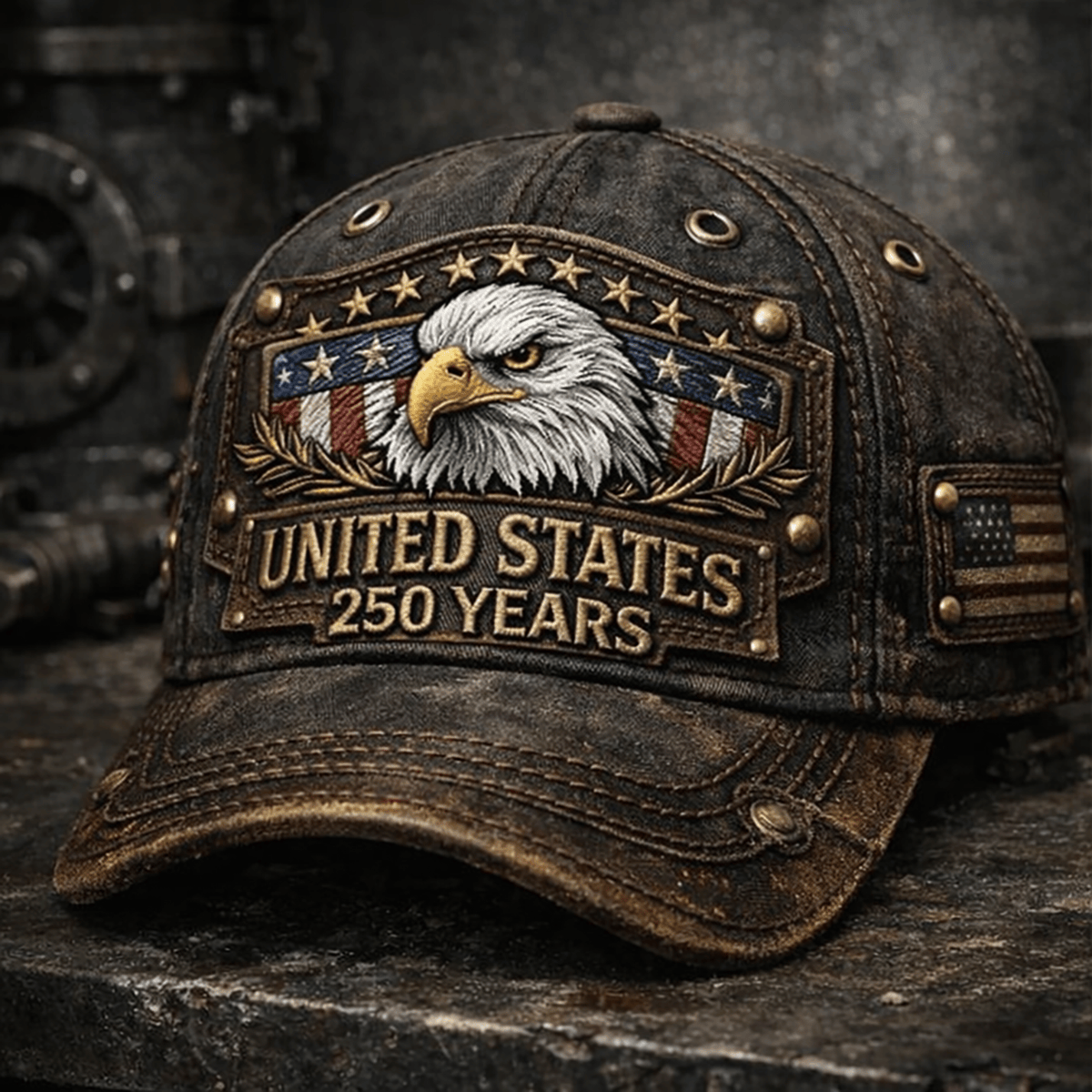 United States 250 Years Patriotic Eagle Printed Cap Vintage American Flag USA Pride Hat Independence Day Father’s Day Gift for Dad Veteran