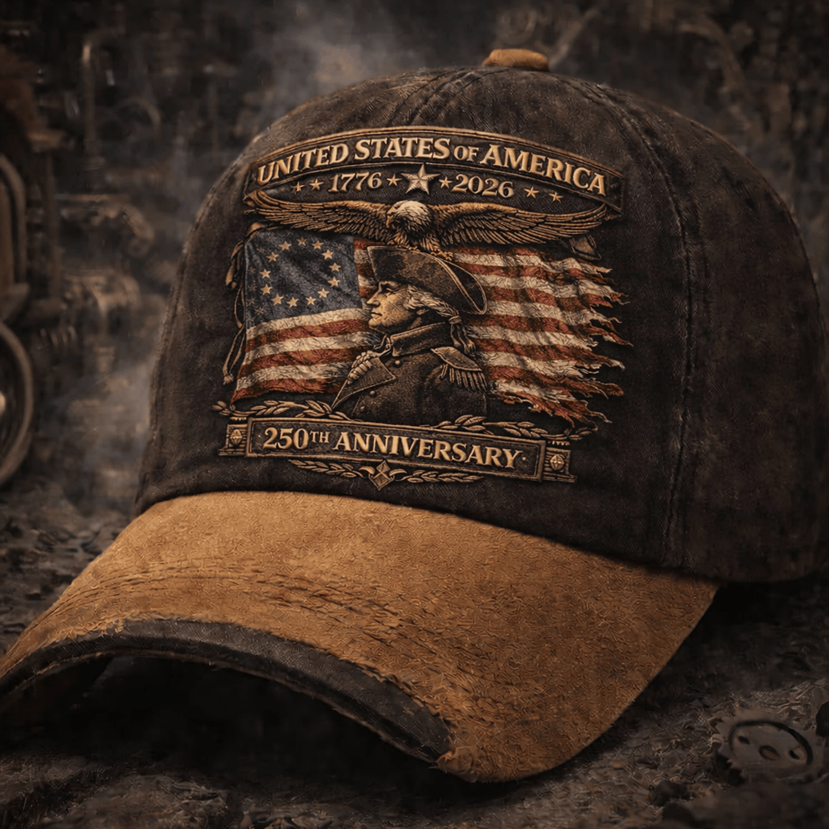 United States of America 1776–2026 George Washington Patriotic Printed Cap 250th Anniversary USA Independence Vintage Gift for Dad