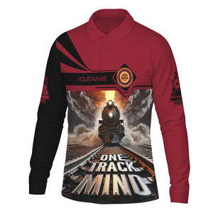 Railspirit Personalized Chicago Great Western Railroad Long Sleeve Polo Shirt One Track Mind Train Printed Shirt