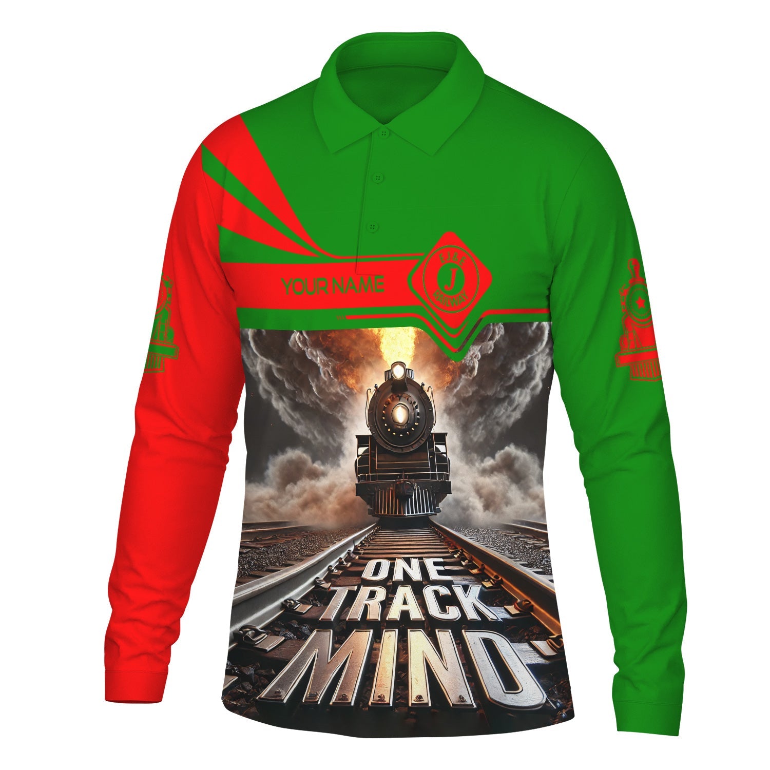 Railspirit Personalized Elgin Joliet And Eastern Railroad Long Sleeve Polo Shirt One Track Mind Train Printed Shirt