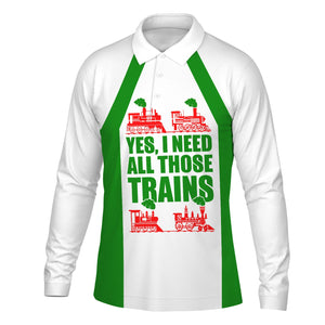Railspirit Custom Name Elgin Joliet And Eastern Railroad Long Sleeve Polo Shirt Yes I Need All Those Train Printed Shirt