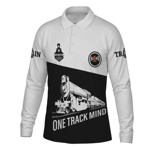 Railspirit Custom Name Bessemer And Lake Erie Railroad Long Sleeve Polo Shirt One Track Mind Printed Shirt