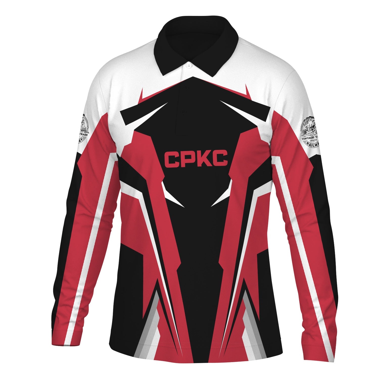 Railspirit Personalized Canadian Pacific Kansas City Long Sleeve Polo Shirt CPKC Strong Line Train Long Sleeve Polo Shirt Gift Idea For Train Lover