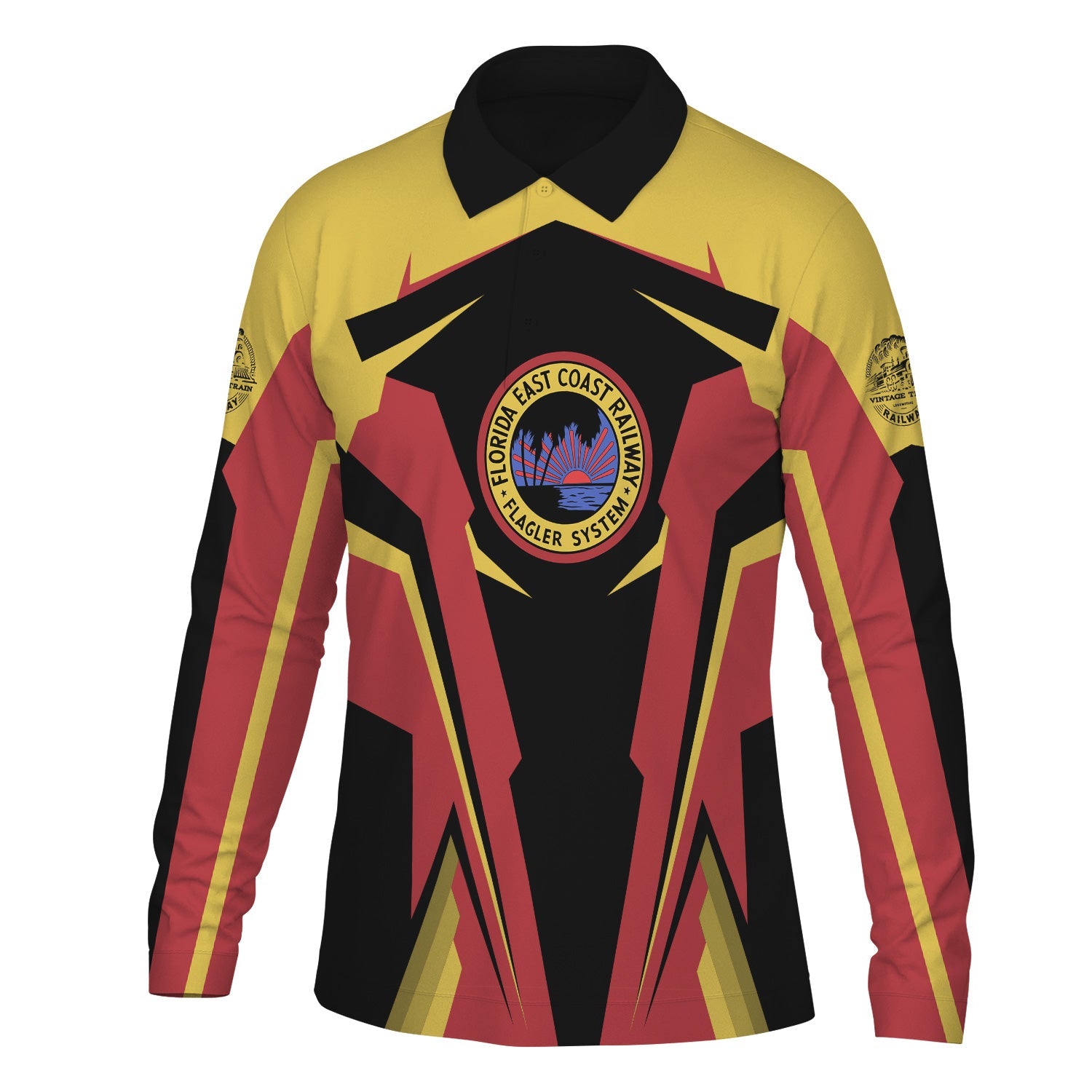 Railspirit Personalized Florida East Coast Railway Long Sleeve Polo Shirt Strong Line Train Long Sleeve Polo Shirt Gift Idea For Train Lover