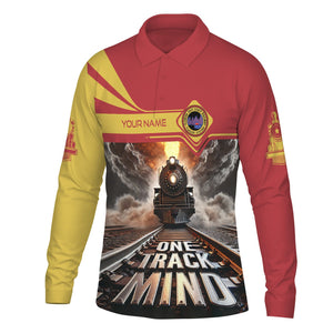 Railspirit Personalized Florida East Coast Railway Long Sleeve Polo Shirt One Track Mind Train Printed Shirt