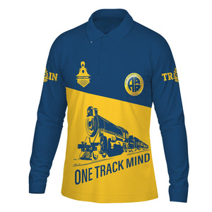 Railspirit Custom Name Alaska Railroad Long Sleeve Polo Shirt One Track Mind Printed Shirt