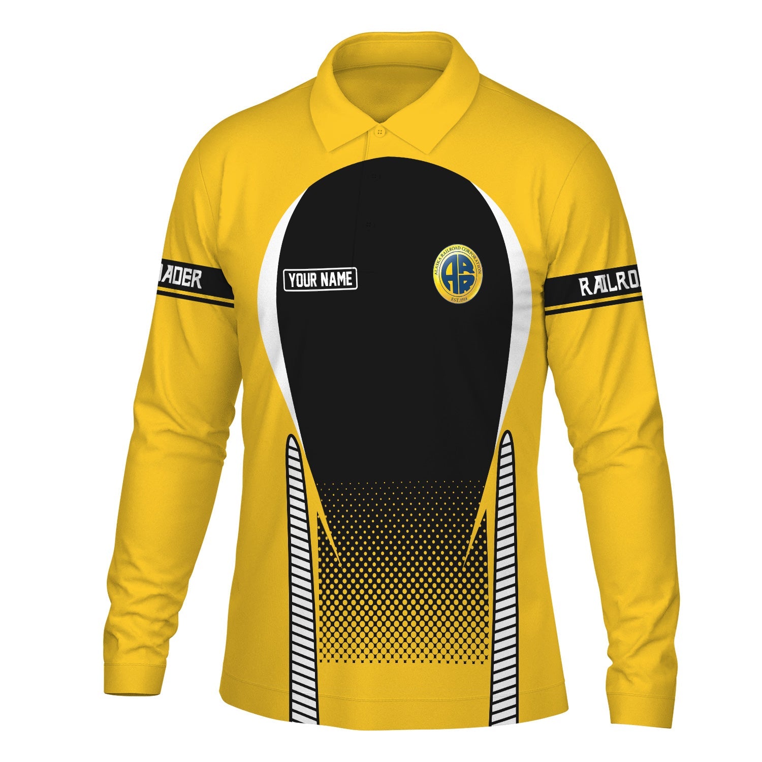 Railspirit Personalized Alaska Railroad Long Sleeve Polo Shirt Train Long Sleeve Polo Shirt Gift Idea For Train Lover