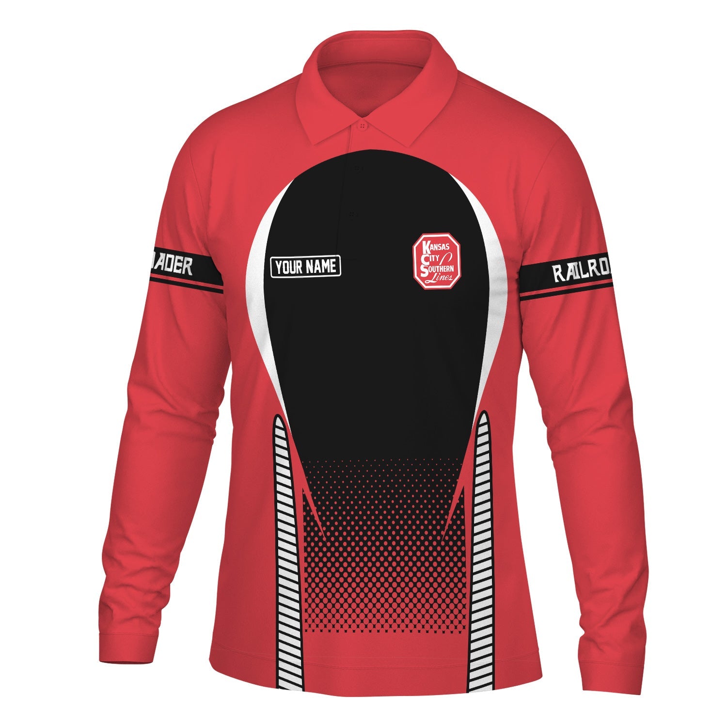 Railspirit Personalized Kansas City Southern Long Sleeve Polo Shirt Train Long Sleeve Polo Shirt Gift Idea For Train Lover