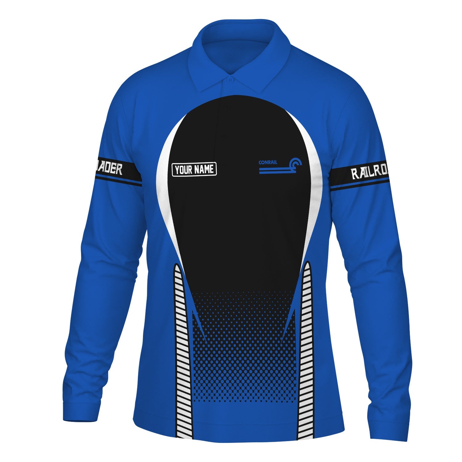 Railspirit Personalized Conrail Railroad Long Sleeve Polo Shirt Train Long Sleeve Polo Shirt Gift Idea For Train Lover