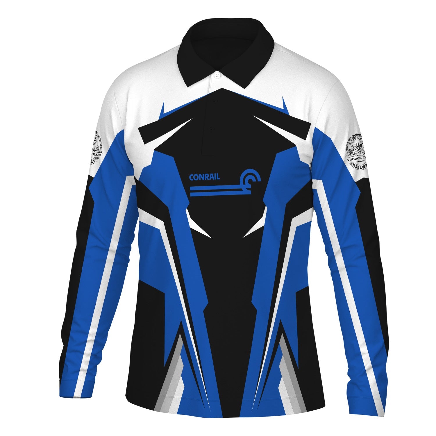 Railspirit Personalized Conrail Railroad Long Sleeve Polo Shirt Strong Line Train Long Sleeve Polo Shirt Gift Idea For Train Lover