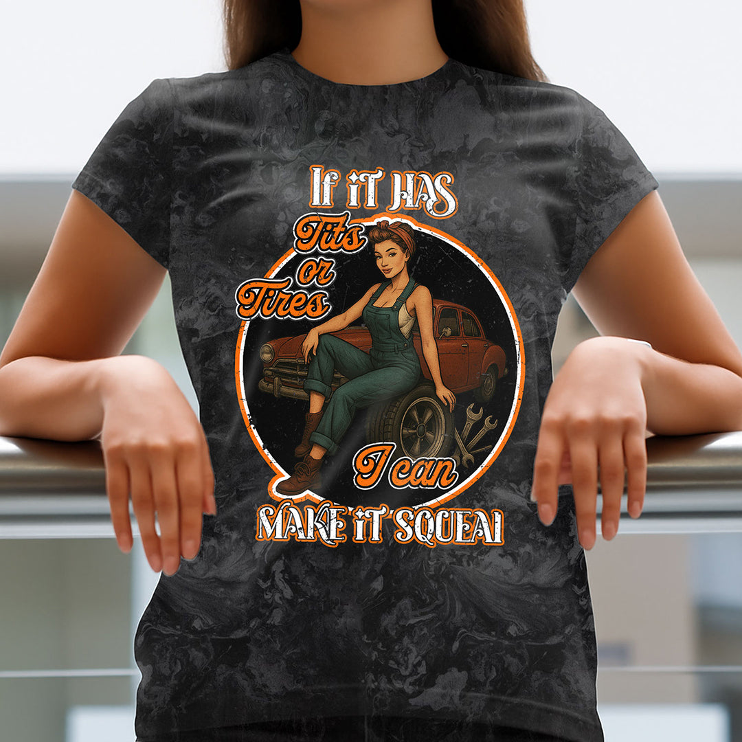 If it Has Tires or Tits, I Can Make It Squeal Mechanic Shirt, Funny Mechanic T-Shirt for Women & Men, Vintage Auto Repair Graphic
