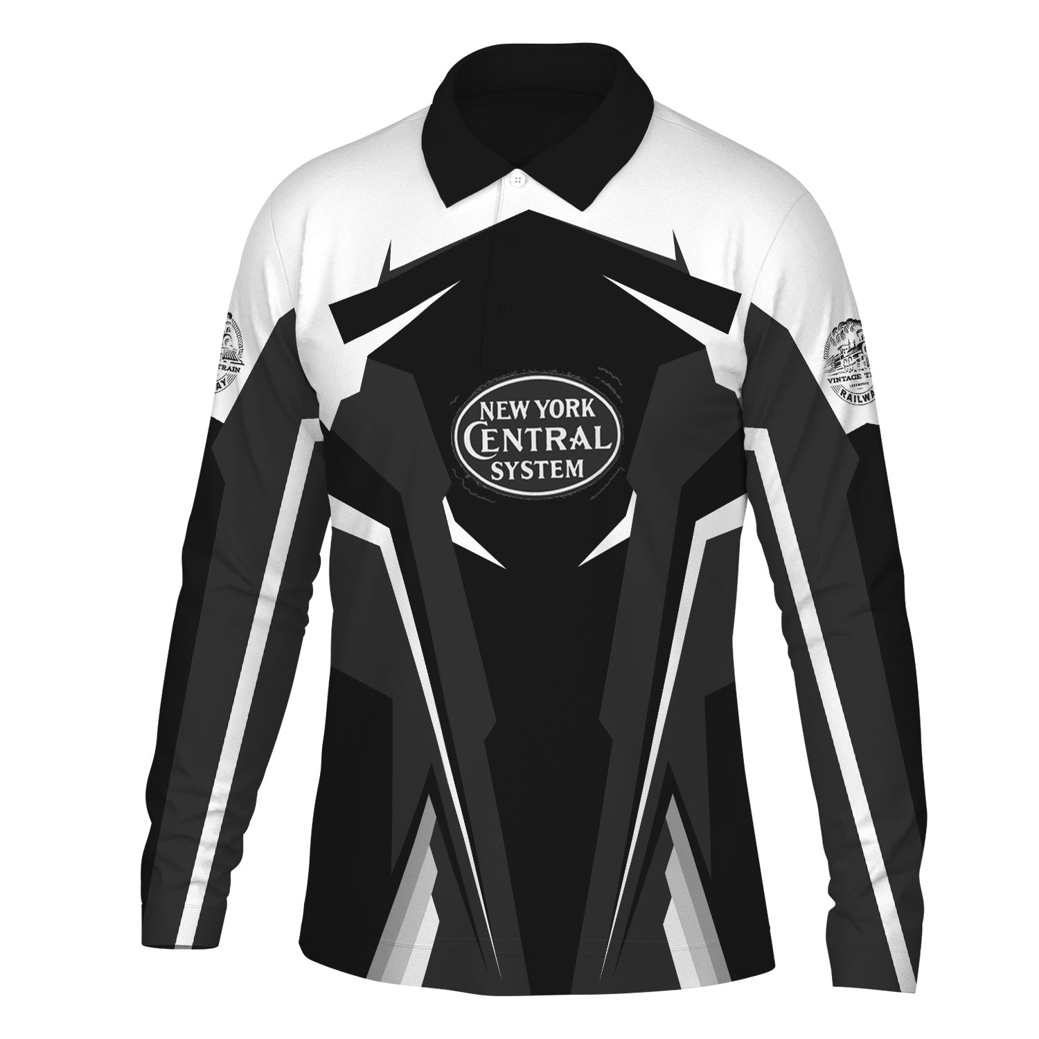 Railspirit Personalized New York Central Railroad Long Sleeve Polo Shirt Strong Line Train Long Sleeve Polo Shirt Gift Idea For Train Lover