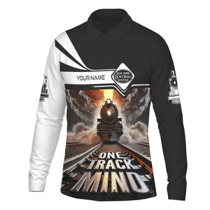 Railspirit Personalized New York Central Railroad Long Sleeve Polo Shirt One Track Mind Train Printed Shirt