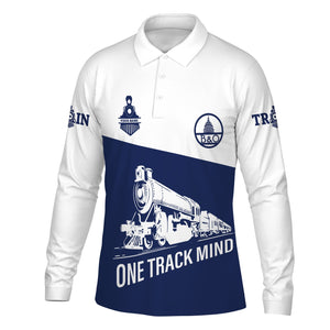 Railspirit Custom Name Baltimore and Ohio Railroad Long Sleeve Polo Shirt One Track Mind B&O Printed Shirt