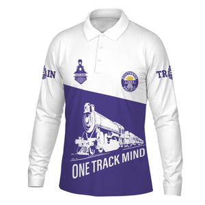 Railspirit Custom Name Southern Pacific Railroad Long Sleeve Polo Shirt One Track Mind Printed Shirt